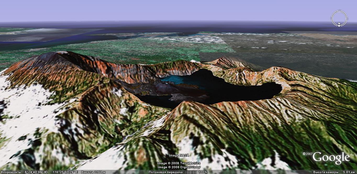 Вулкан Ринджани (вид из Google E
