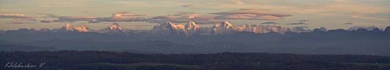 Eiger, Moench, Jungfrau from Mur
