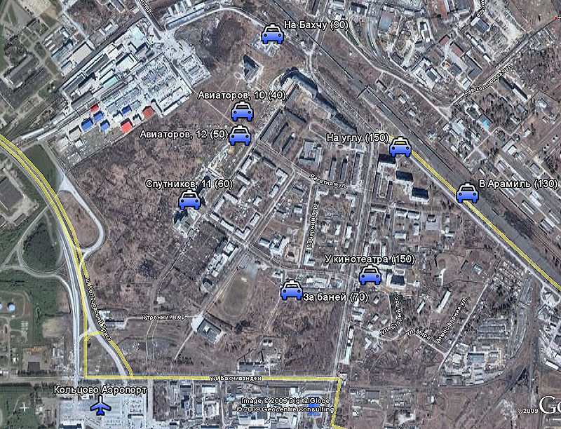 Карта парковок в Кольцово