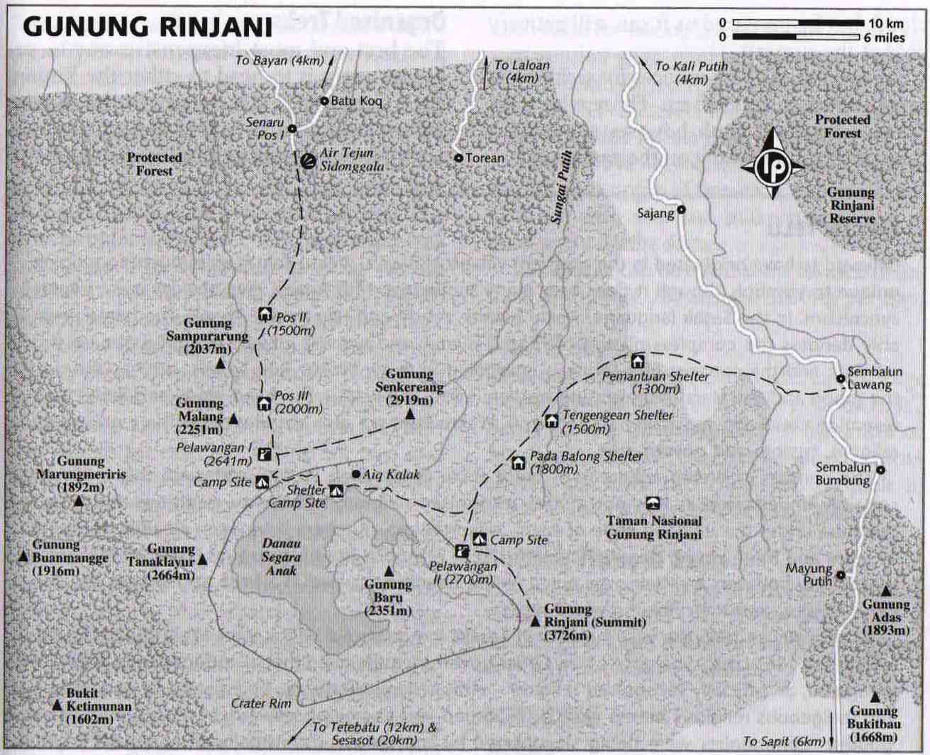 Карта вулкана Ринджани (о.Ломбок