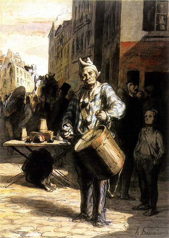 Honore Daumier Clown Playing a D