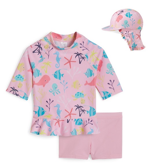 C-A-Baby-UV-Bade-Outfit-LYCRA-XTRA-LIFE-3-teilig-Rosa-Groesse-80